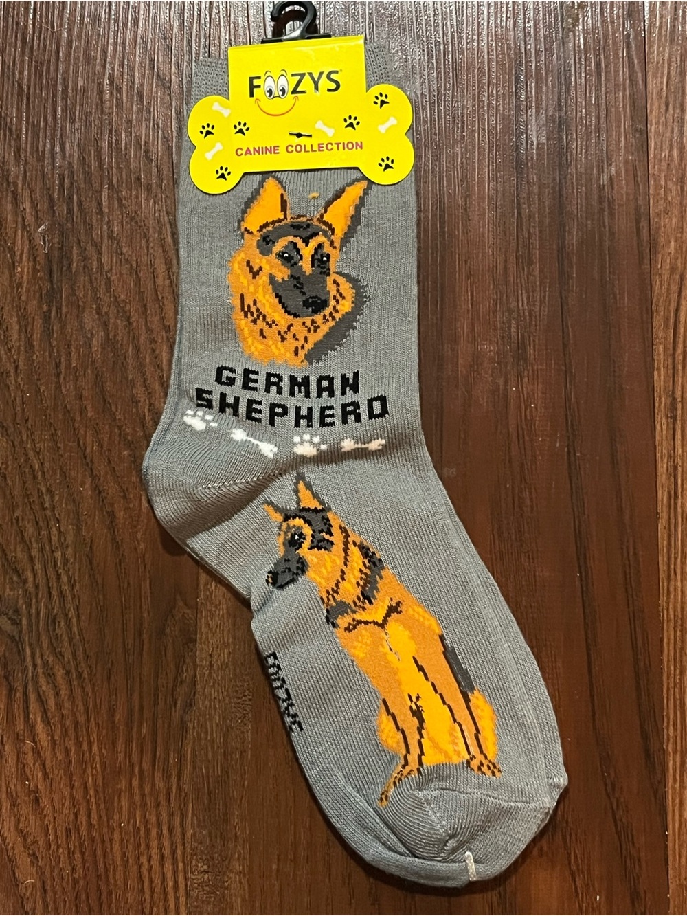 Foozys German Shepherd Crew Socks - Gray/Orange